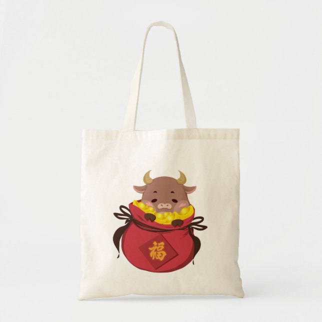 Tote Bag Petit Ox mignon donne les meilleurs voeux / Année  (Devant)