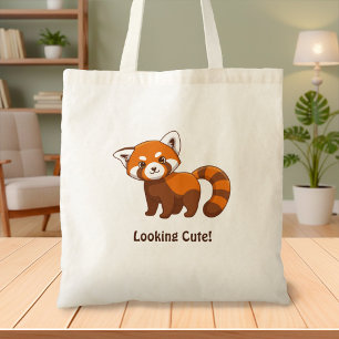 Tote Bag Petit Panda Rouge Mignon