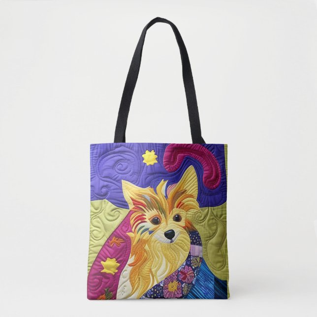 Tote Bag Petit Pom Puppy Quilt Comme Design (Devant)