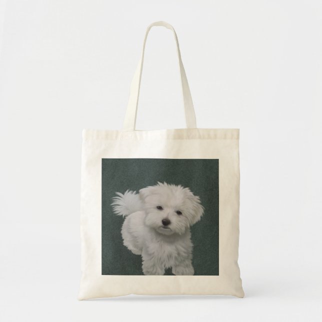 Tote Bag Petit portrait de chien blanc (Devant)