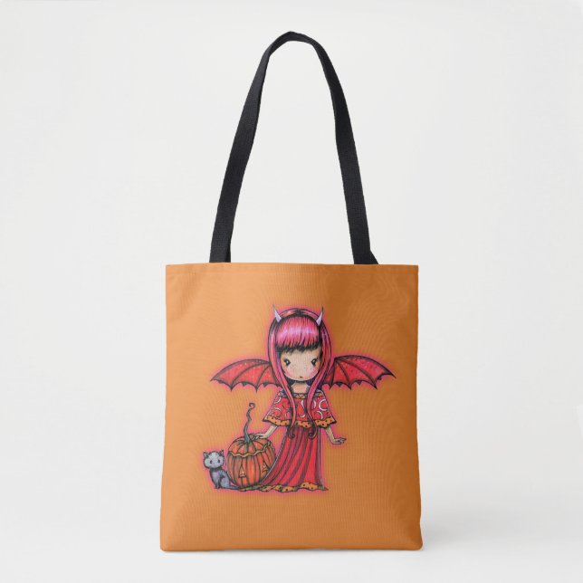 Tote Bag Petit vampire d'Halloween avec chaton (Devant)