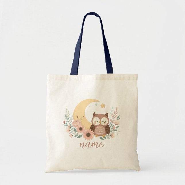 Tote Bag Petite chouette avec lune (Devant)
