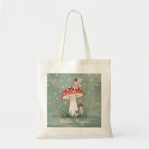 Tote Bag Petite fée perchée sur le champignon et brillante