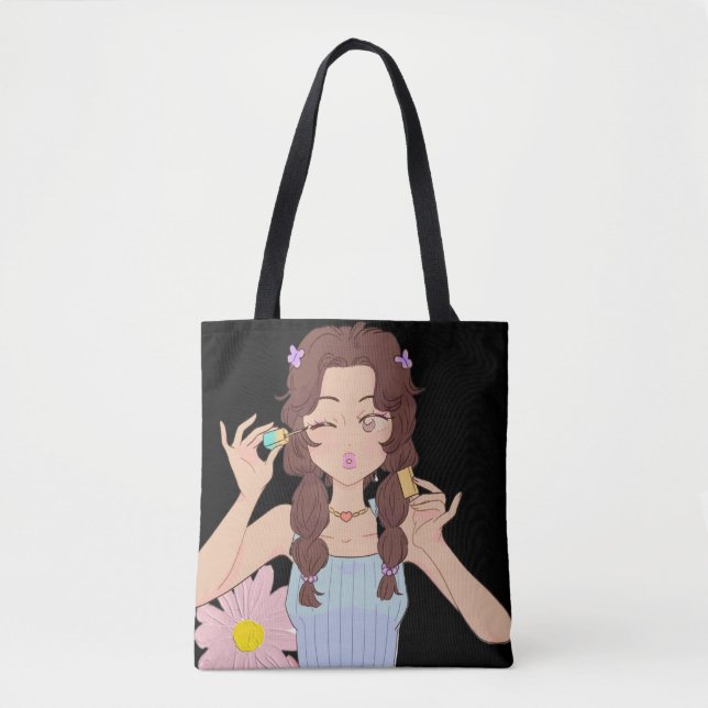 Tote Bag Petite fille Anime Application Mascara | Autosoins (Devant)