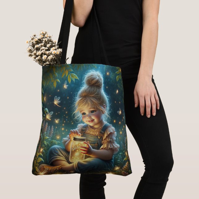 Tote Bag Petite Fille Avec Des Bugs Éclair (De près)