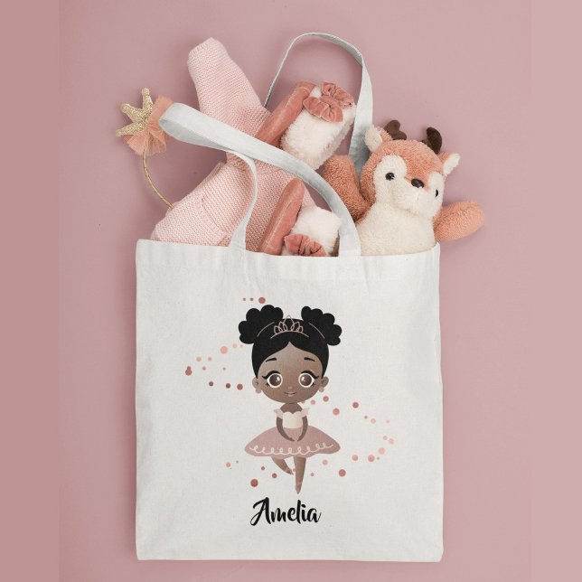 Tote Bag Petite fille avec la Couronne danse Ballet, rose e (Créateur téléchargé)