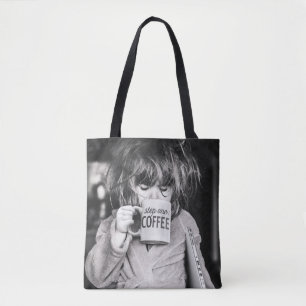 Tote Bag Petite fille boit du café