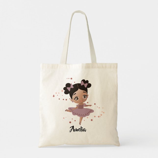 Tote Bag Petite fille Dancing Ballerina avec vaches, Or Ros (Dos)