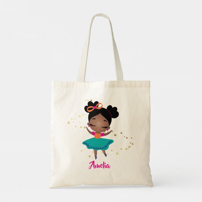 Tote Bag Petite fille Danser Ballerina avec / Bow, Étincell (Dos)
