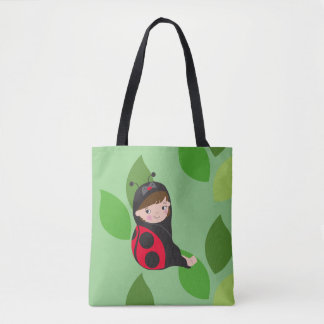 Tote Bag Petite fille en costume de coccinelle rouge