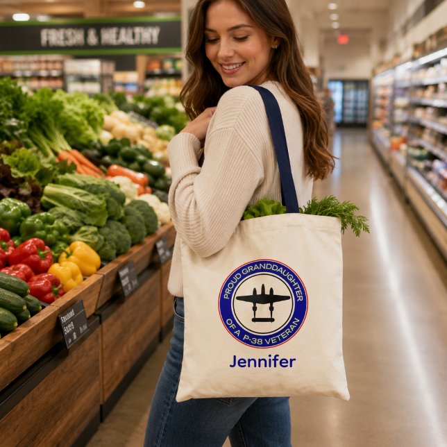 Tote Bag Petite-fille fière d'une vétérane du P-38 (Créateur téléchargé)
