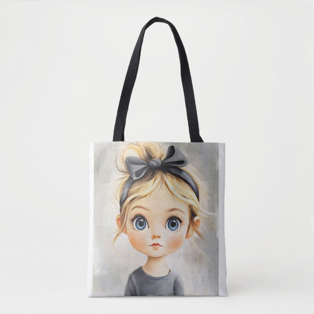 Tote Bag Petite fille mignonne avec de beaux yeux V1 (Devant)