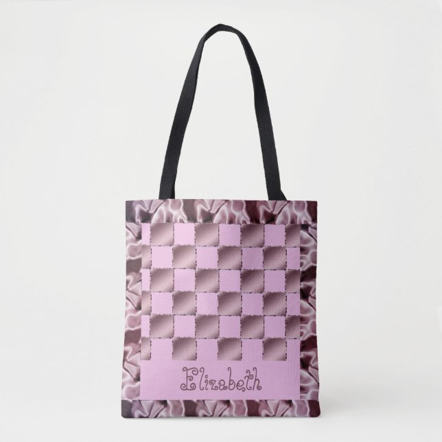 Tote Bag Petite fille Soie rose violet Carré Motif (Devant)