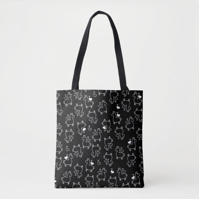 Tote Bag Petite folie de silhouette de lama (Devant)