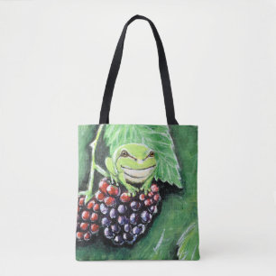Tote Bag Petite grenouille d'arbre sur une peinture de Blac