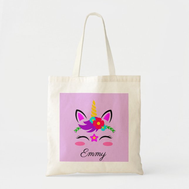 Tote Bag Petite licorne de rougissement faite sur commande (Devant)