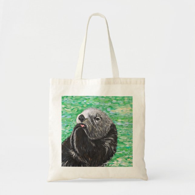 Tote Bag Petite Loupe de mer douce peinture (Devant)