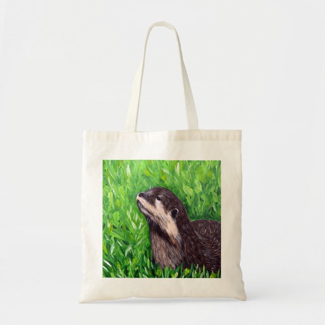 Tote Bag Petite peinture de loutre de rivière (Devant)