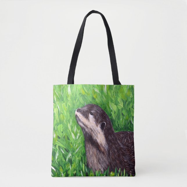 Tote Bag Petite peinture de loutre de rivière (Devant)