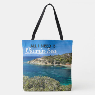 Tote Bag petite plage en Sardaigne avec eau turquoise