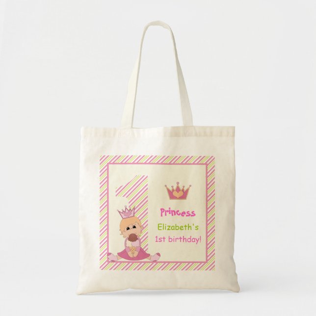 Tote Bag Petite princesse et couronne filles 1er anniversai (Devant)
