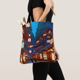 Tote Bag Petite rue de ville japonaise la nuit 