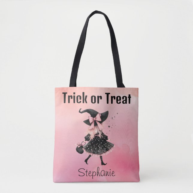 Tote Bag Petite sorcière Précieuse Halloween Trick ou trait (Devant)