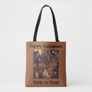Tote Bag Petite ville confortable la nuit d'Halloween trick
