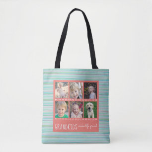 Tote Bag Petits-enfants font la vie Grand 6 Photo Collage