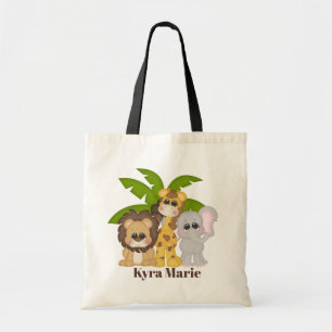 Tote Bag Petits enfants unisex jungle animaux ajouter nom