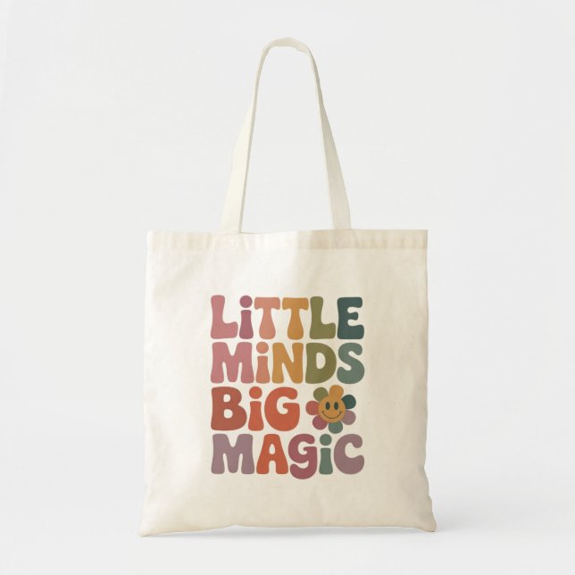 Tote Bag Petits Esprits Grande Magie Citation Rétro Enseign (Devant)