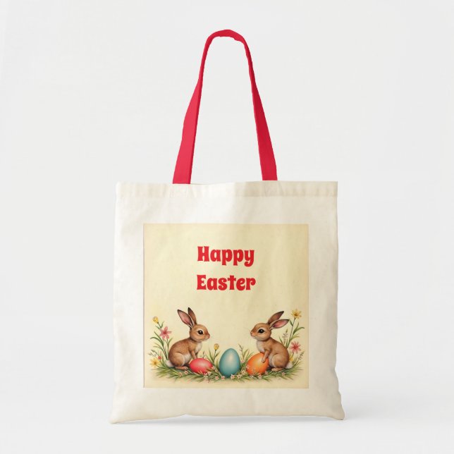 Tote Bag Petits lapins de Pâques Collection populaire Vinta (Devant)