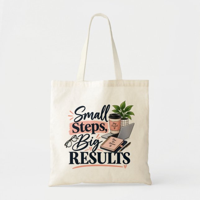 Tote Bag Petits Pas Grands Résultats Motivationnel (Devant)