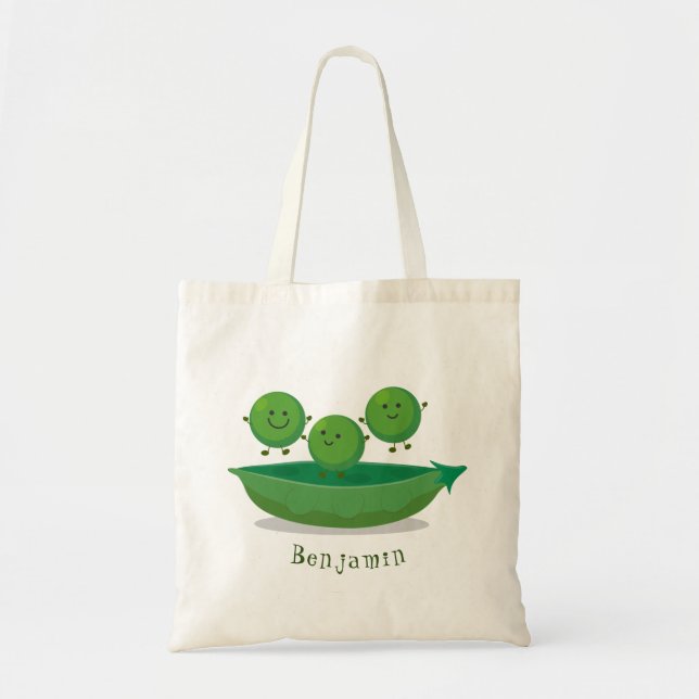 Tote Bag Petits pois sauteurs en pod dessin animé illustrat (Devant)