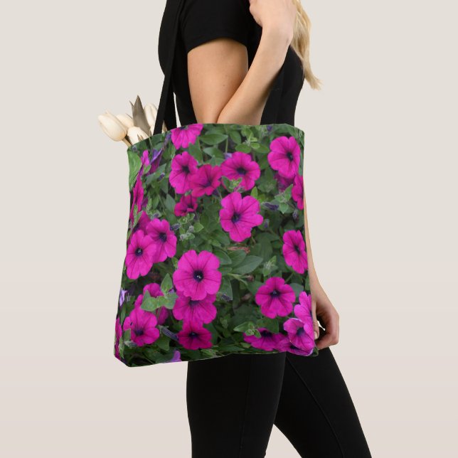 Tote Bag Pétunias Floraux Rose Clair (De près)