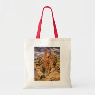 Tote Bag Peupliers sur une route à travers des collines par