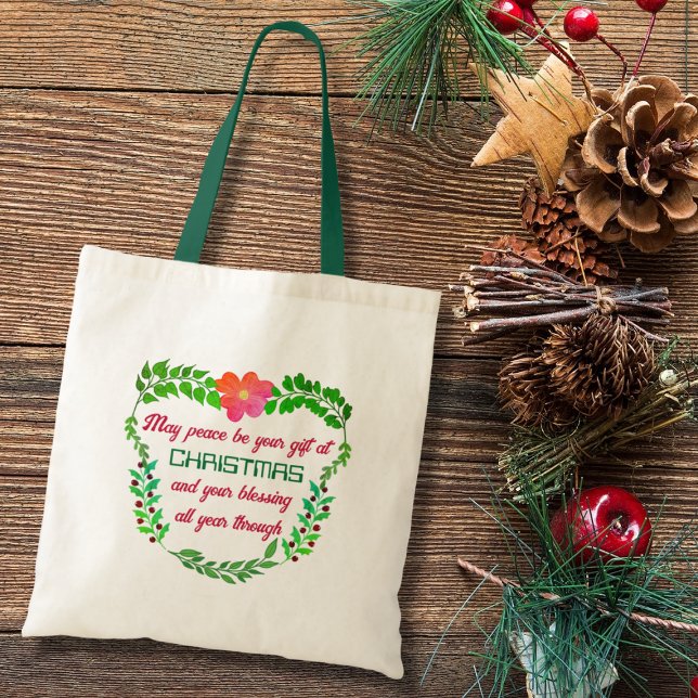 TOTE BAG PEUT-ÊTRE QUE LA PAIX SOIT VOTRE CADEAU À NOËL (Créateur téléchargé)