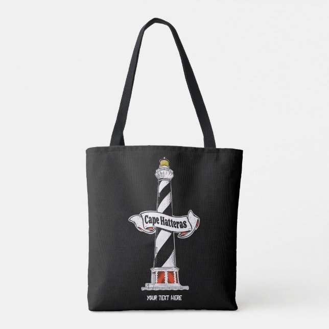 Tote Bag Phare de Cape Hatteras noir et blanc (Dos)