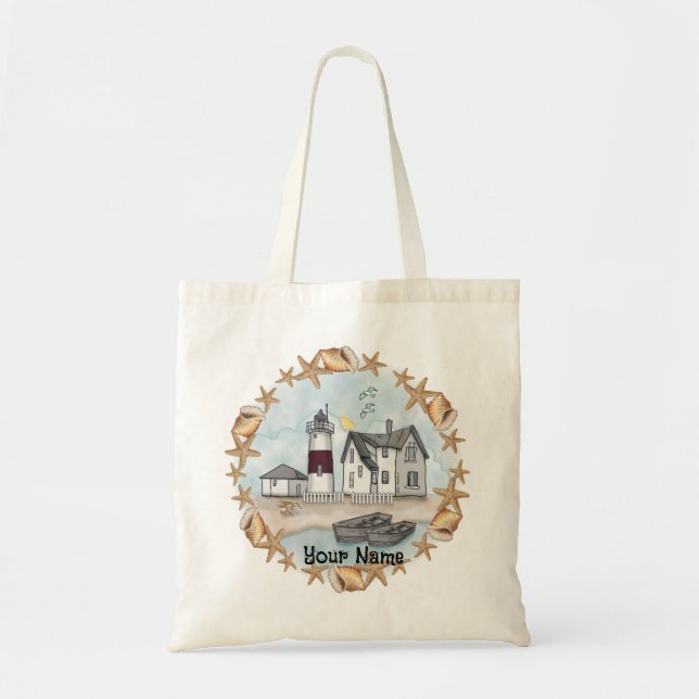 Tote Bag Phare de coquilles du Connecticut  (Devant)