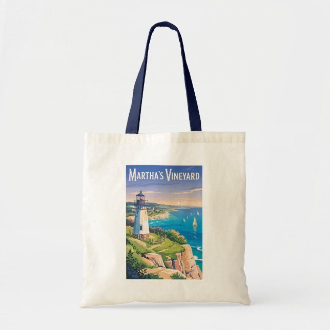 Tote Bag Phare de Martha's Vineyard Massachusetts Voyage (Devant)