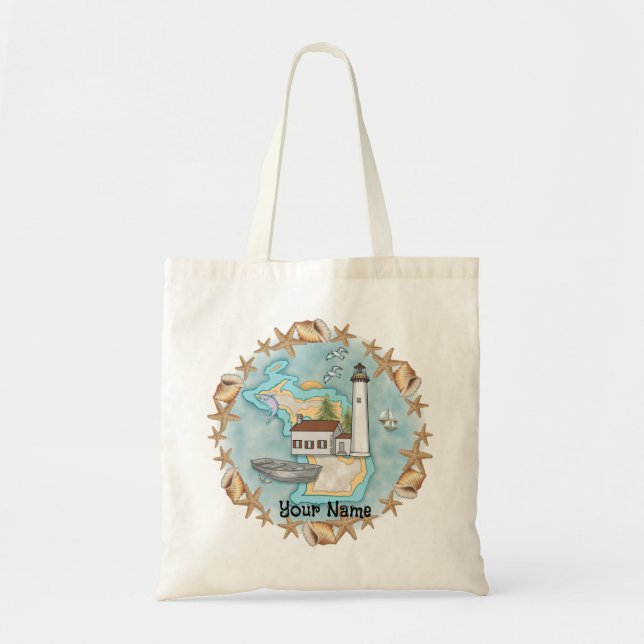 Tote Bag Phare de Michigan Shells (Devant)