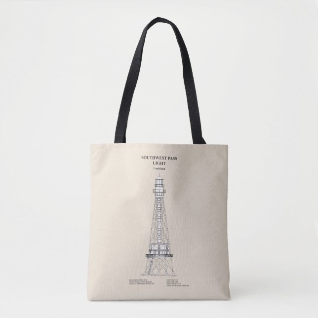 Tote Bag Phare de Southwest Pass - Louisiana - SBD (Devant)