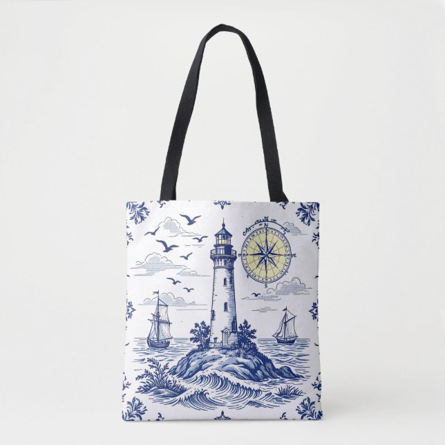 Tote Bag Phare et boussole (Devant)