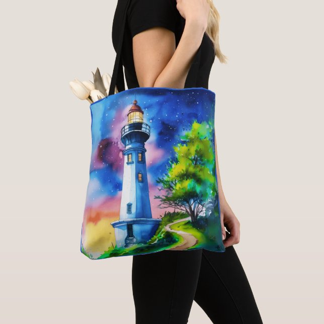 Tote Bag Phare sous un ciel étoilé (De près)