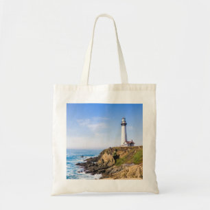 Tote Bag Phare sur la colline bleu ciel maison blanche océa