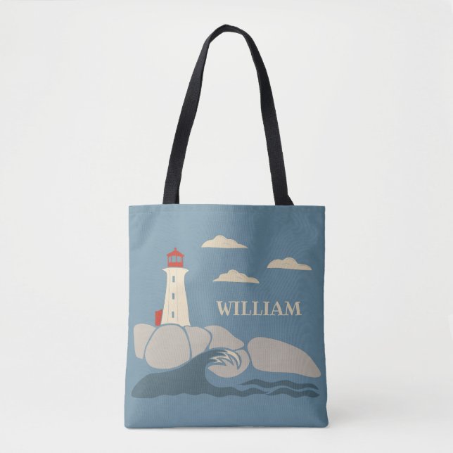 Tote Bag Phare sur une côte rocheuse (Devant)