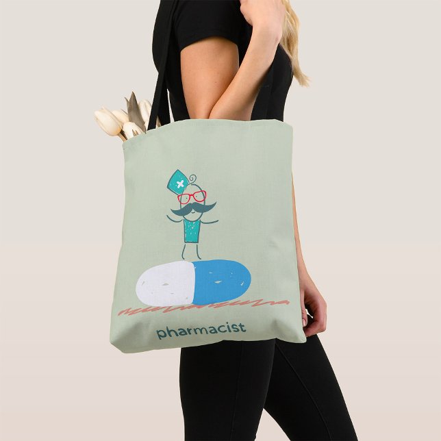 Tote Bag Pharmacien sur capsule de pilule bleue (Créateur téléchargé)