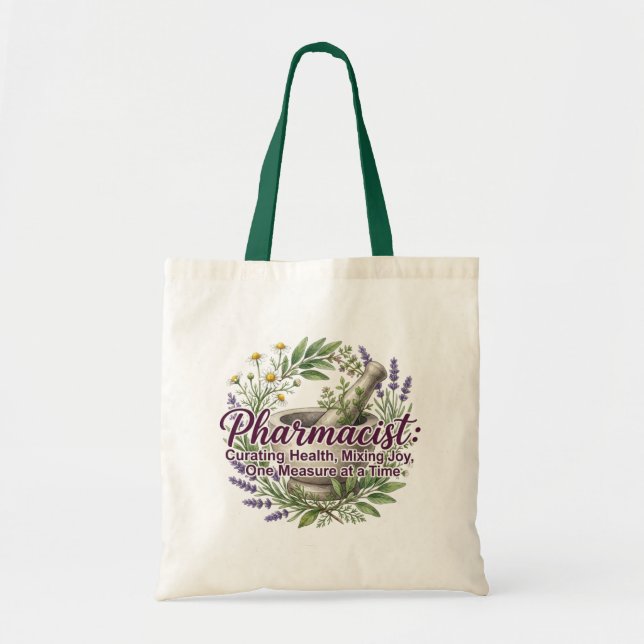 Tote Bag Pharmacist Curating Health Apothecary Botanical (Devant)