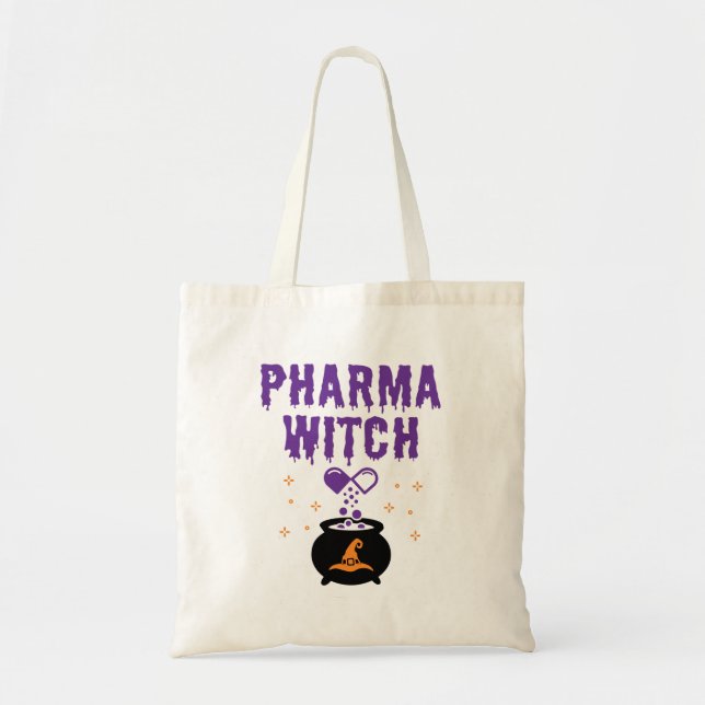 Tote Bag Pharmaciste Halloween Pharmacie Tech Pharma Witch (Devant)