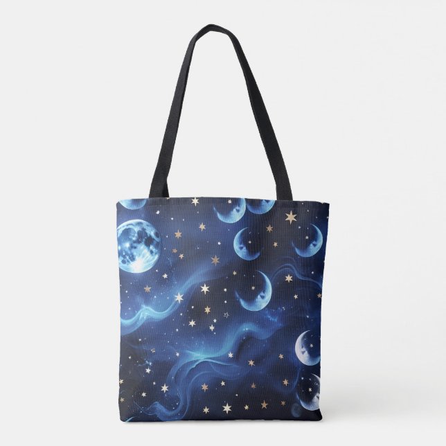 Tote Bag Phases de lune bleue saphir (Dos)